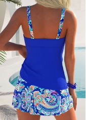 Royal Blue Mid Waisted Tribal Print Tankini Set | thumb picture 