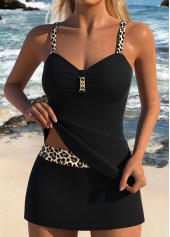 Black Mid Waisted Two-piece Leopard Tankini Set | thumb picture 