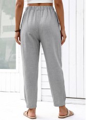 Grey Straight Leg Elastic Waist High Waisted Pants | thumb picture 