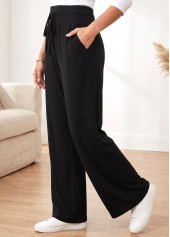 Black Straight Leg Elastic Waist High Waisted Pants | thumb picture 
