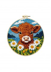 Calf and Wildflowers Cross Stitch Kit Beginner Friendly