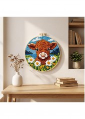 Calf and Wildflowers Cross Stitch Kit Beginner Friendly | thumb picture 