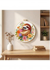 Sloth and Wildflowers Cross Stitch Kit Beginner Friendly | thumb picture 