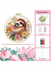 Sloth and Wildflowers Cross Stitch Kit Beginner Friendly | thumb picture 
