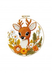 Fawn and Wildflowers Cross Stitch Kit Beginner Friendly