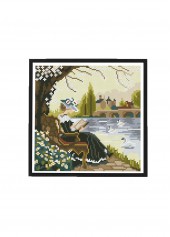 Lakeside Solitude Reading Lady Cross Stitch Kit Beginner Friendly