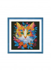 Prismatic Feline Cat Portrait Cross Stitch Kit Beginner Friendly