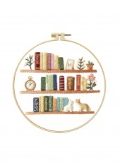 Cats and Bookshelf Embroidery Kit Beginner Friendly