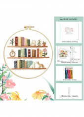 Cats and Bookshelf Embroidery Kit Beginner Friendly | thumb picture 