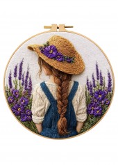Braided Girl in Lavender Embroidery Kit Beginner Friendly