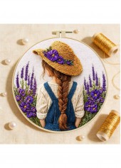 Braided Girl in Lavender Embroidery Kit Beginner Friendly | thumb picture 
