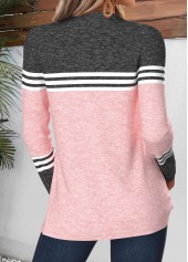Pink Geometric Print Curved Hem Long Sleeve T Shirt | thumb picture 