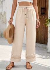 Beige Soft Straight Leg Elastic Waist High Waisted Pants | thumb picture 