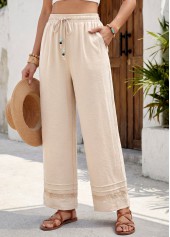 Beige Soft Straight Leg Elastic Waist High Waisted Pants | thumb picture 