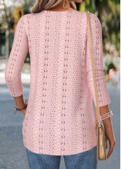 Pink 3/4 Sleeve Fake Two Piece Twinset | thumb picture 