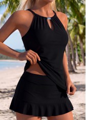Black Mid Waisted Two-piece Tankini Set | thumb picture 