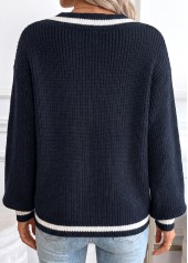Navy Tummy Coverage Long Sleeve V Neck Sweater | thumb picture 