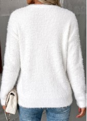 White Tummy Coverage Long Sleeve V Neck Sweater | thumb picture 