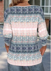 Light Pink Random Floral Print Tummy Coverage T Shirt | thumb picture 