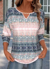 Light Pink Random Floral Print Tummy Coverage T Shirt