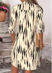 Light Camel Geometric Print Short Long Sleeve Dress | thumb picture 