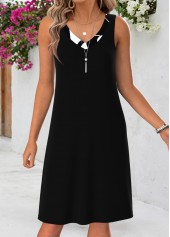 Black Geometric Print Tummy Coverage Dress and Cardigan | thumb picture 