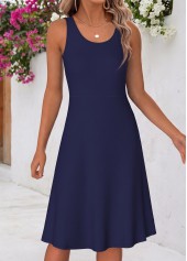Navy Floral Print Two-piece Long Sleeve Dress and Cardigan | thumb picture 