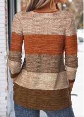 Multi Color Striped Tuck Stitch Long Sleeve T Shirt | thumb picture 