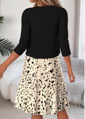 Beige Geometric Print Two-piece Long Sleeve Dress and Cardigan | thumb picture 