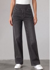 Denim Blue Soft Straight Leg Elastic Waist Jeans