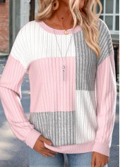 Multi Color Long Sleeve Round Neck Sweatshirt