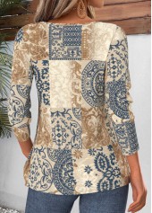 Multi Color Tribal Print Tuck Stitch T Shirt | thumb picture 