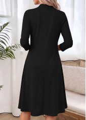 Black Two-piece Long Sleeve Round Neck Dress and Cardigan | thumb picture 