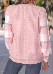 Light Pink Plaid Button Long Sleeve Sweatshirt | thumb picture 