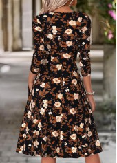 Multi Color Floral Print Surplice Long Sleeve Dress | thumb picture 