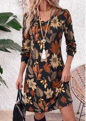 Multi Color Floral Print Short Tuck Stitch Dress