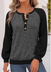 Dark Grey Marl Tummy Coverage Long Sleeve Sweatshirt