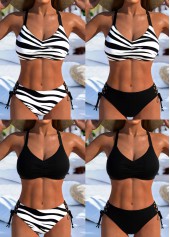 Black Low Waisted Adjustable Tie Bikini Set
