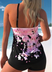 Pink Mid Waisted Tummy Coverage Floral Print Tankini Set | thumb picture 