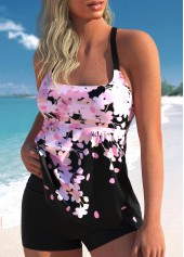 Pink Mid Waisted Tummy Coverage Floral Print Tankini Set | thumb picture 