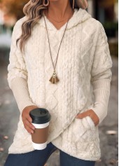 Beige Fake 2in1 Long Sleeve Hoodie | thumb picture 