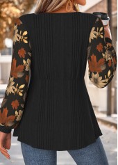 Black Floral Print Layered Long Sleeve T Shirt | thumb picture 