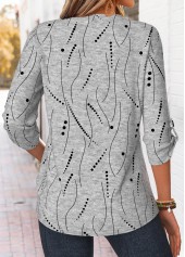 Light Grey Marl Geometric Print Curved Hem Shirt | thumb picture 