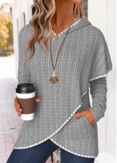 Light Grey Marl Tummy Coverage Long Sleeve Hoodie | thumb picture 