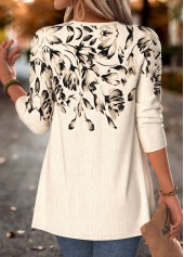 Beige Floral Print Fake Two Piece Twinset | thumb picture 