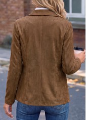 Dark Coffee Long Sleeve Turn Down Collar Jacket | thumb picture 