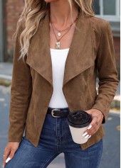 Dark Coffee Long Sleeve Turn Down Collar Jacket | thumb picture 