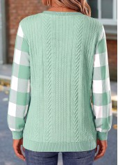 Sage Green Plaid Button Long Sleeve Sweatshirt | thumb picture 