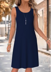 Navy Leaf Print Two-piece Long Sleeve Dress and Cardigan | thumb picture 