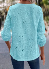 Blue Split Detail Long Sleeve Blouse | thumb picture 